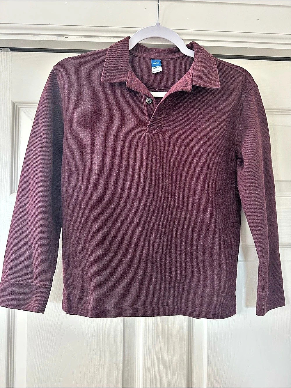 Old Navy Boys Long Sleeve Polo Size Large Burgundy/Maroon